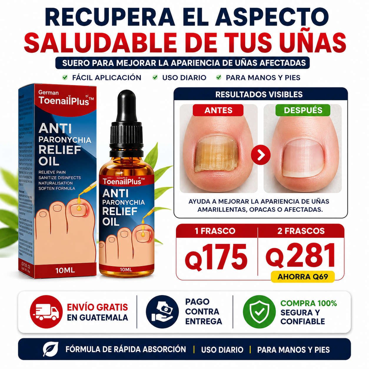 Recupera el aspecto saludable de tus uñas desde casa - Fácil aplicación • Envío Gratis • Pago Contra Entrega