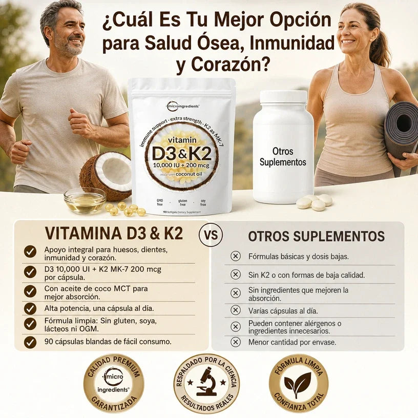 Vitamina D3 + K2 MK-7™ | Huesos, Inmunidad y Corazón, empieza hoy mismo